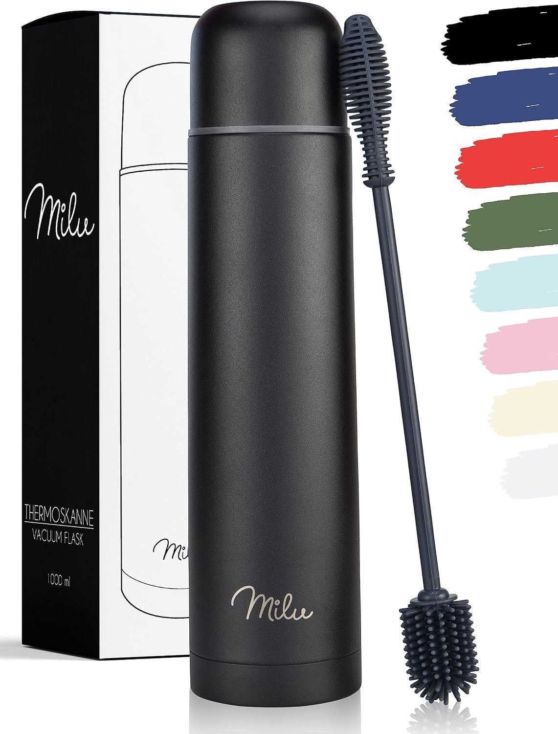 Merkloze Thermosfles RVS - 500ml - Zwart - Lekvrij