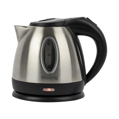 H.Koenig BO12 Wasserkocher, 1,2 L, Wasserstandsanzeige, 1630 W, Edelstahl, Silber/Schwarz