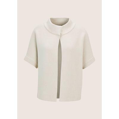Strickjacke MADELEINE "Strickcape Moderne Strickjacke im Cape-Design", Damen, Gr. 40/42, weiß (perlweiß, melange), Obermaterial: 50% Viskose CV. 28% Polyester PES. 22% Polyamid PA., Modern, Strickjacken Strickjacke, Wertvoller Milano-Strick