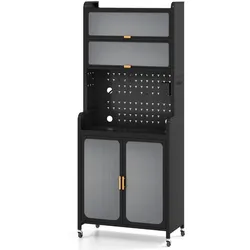 Helloshop26 - Multifunktionaler freistehender Aufbewahrungsschrank mit den Maßen 79 x 37 x 192 cm und einem modernen verstellbaren 20_0010250