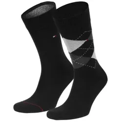 Tommy Hilfiger 2P Men Sock Check Schwarz Gr 43/46 Herren