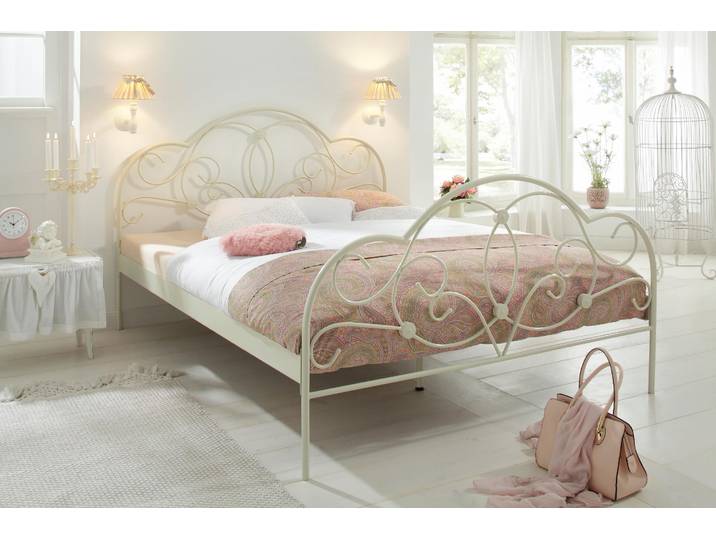 Metallbett HOME AFFAIRE TOPSELLER , weiss (weiß), L:205cm, Betten, Metallbett, mit aufwendiger Verzierung, romantischer Stil
