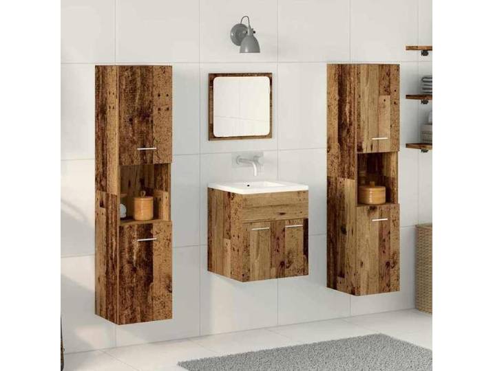 Marron - Ensembles de meuble - Ensemble de mobilier de salle de bain 4 pc Bois Ancien 8086