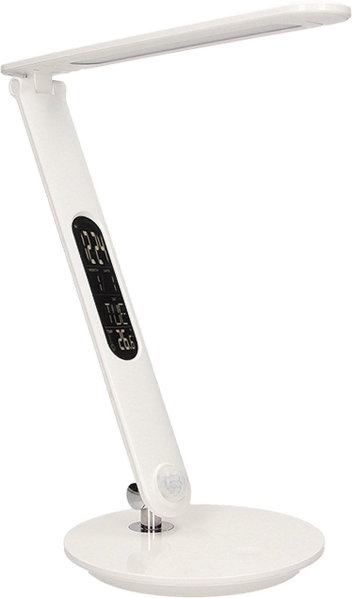 ORNO Crystal LED bureaulamp wit met LCD-display, USB-lader en dimfunctie