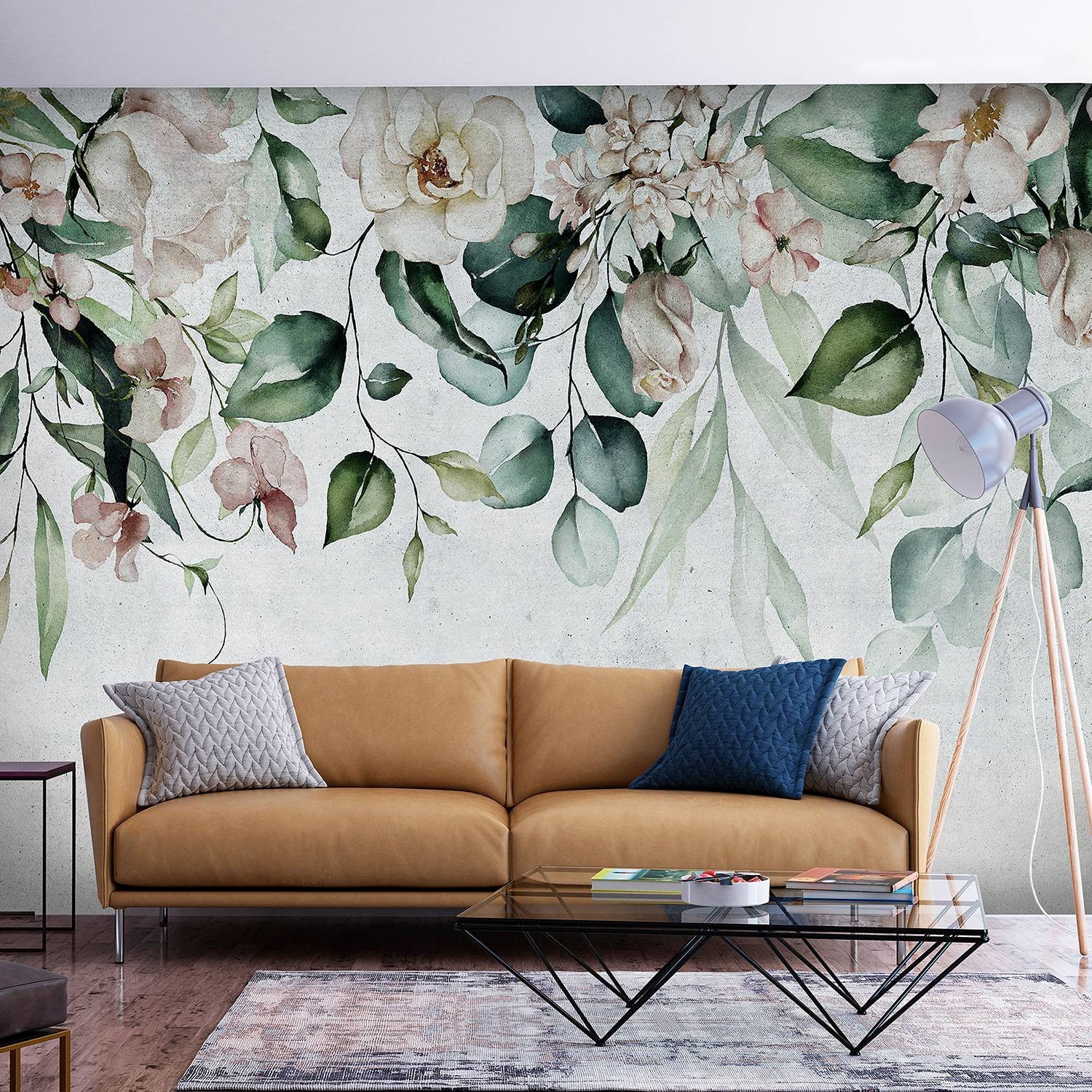 home24 Vlies-fotobehang Mint Garden, Botanisch Bloemenmotief, Multicolour/Groen