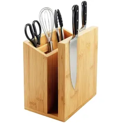Relaxdays Messerblock magnetisch Utensilienhalter Hellbraun