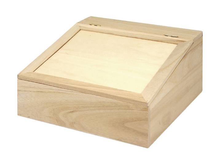 Rayher Holzbox mit Klappdeckel und 4 Fächern 24 × 24 × 12 cm
