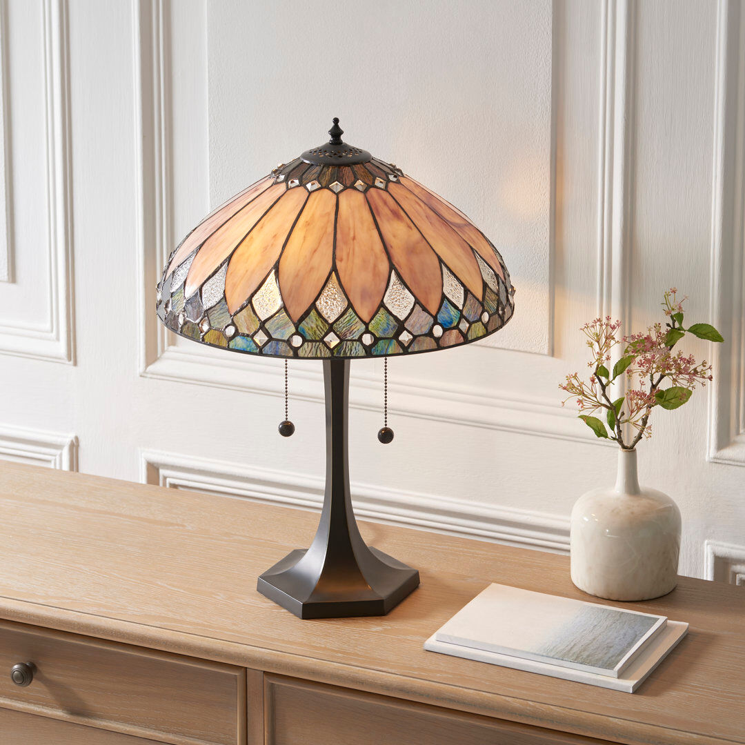 Astoria Grand Pierceton Tiffany Medium 2-Light table lamp Black 56cm H X 40cm W X 40cm D