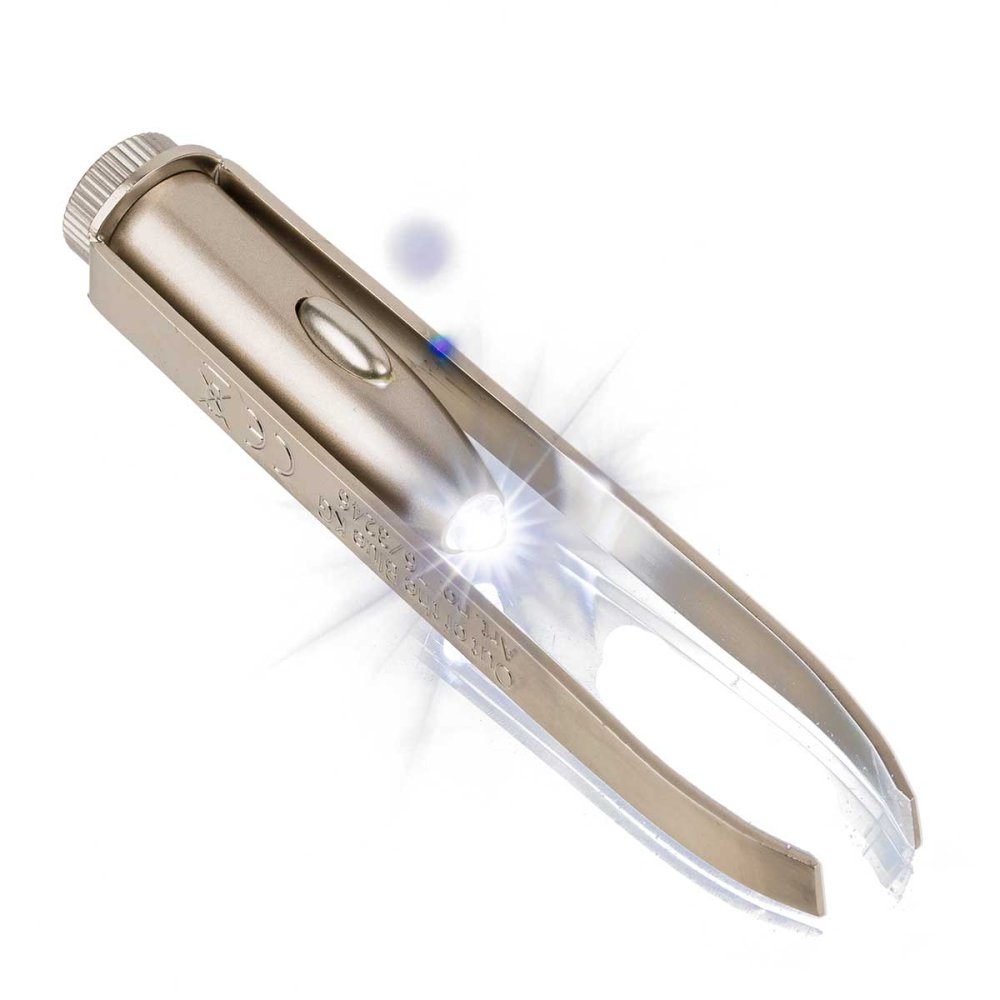 Megadent Deflogrip Gerhard Reeg GmbH Pinzette schräge Spitze Led-licht Edelstahl 9,5 cm 09686915