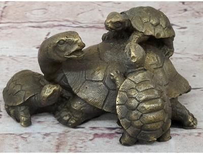 Bronzhaus Turtle Family 3 Turtles Bronze Metal Figurine Sculpture Signed Original Art By Milo