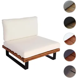 Lounge-Sessel HWC-H54, Garten-Sessel, Spun Poly Akazie Holz MVG-zertifiziert Aluminium ~ braun, Polster cremeweiß