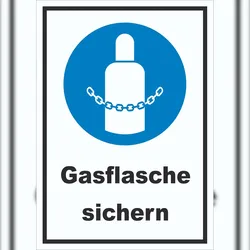 HB-Druck Gasflaschen sichern Schild A2 Rückseite selbstklebend