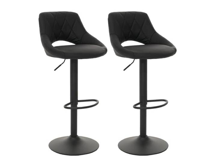 Mendler 2er-Set Barhocker HWC-N64, drehbar Kunstleder Metall - schwarz