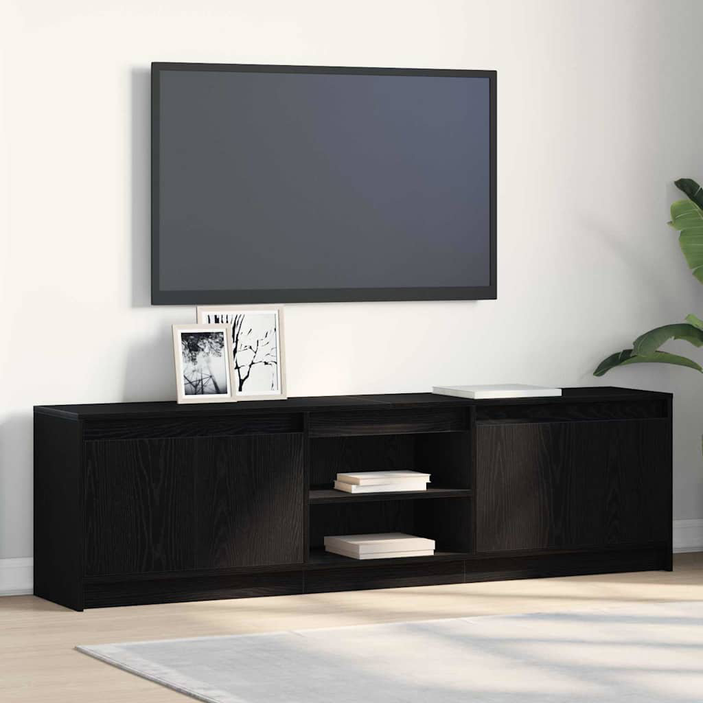 Metro TV Cabinet 180 X 34 X 50 Cm Engineered Wood Black 88"