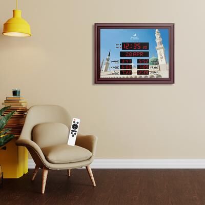 Universal Stock Digital Azan Prayer Clock With Hijri Calendar LED Islamic Wall Clock Digital Azan Prayer Clock With Hijri Calendar LED Islamic Wall Clock