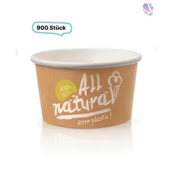 Blanc HYGIENIC Eisbecher Zero Plastic 500ml, 900 Stück, recycelbar, aus natürlichem Papier ohne Kunststoffbeschichtung