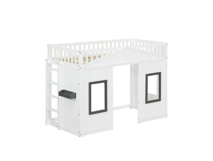 Odikalo Kinderbett Etagenbett Hausbett Unterbett Fenster Treppe Fallschutz Kiefer 90x200