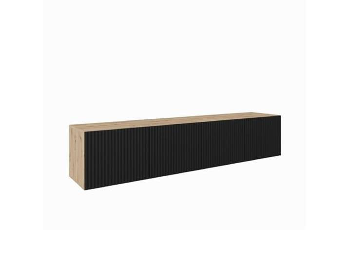 MEBLINI TV-Schrank 200cm Lang - Fernsehschrank - TV Lowboard Industrial - Unterschrank für Fernseher - TV-Unterschrank - TV-Schrank - Hängeschrank - Noemi - 200x40x41cm - Artisan Eiche/Schwarz Matt