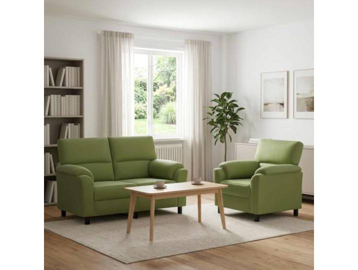 Sofa-Set 2 pcs Hellgrün Samt Metallrahmen,Kissenrücken,konische Beine,Samtoberfläche,trockenes Tuch