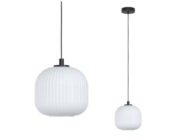 Mantunalle Lustre contemporain à 1 lumière Acier Noir Verre Blanc