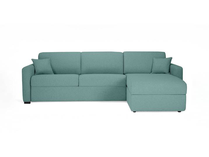 MANOSQUE - Canapé d'angle convertible 5 places - Tweed, Vert deau