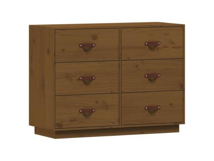 KGFHERENB Sideboard Honigbraun 100x40x75 cm Massivholz Kiefer Praktische Kommode mit 6 Schubladen aus echtem Kiefernholz für Wohnzimmer und Schlafzimmer mit stabiler Ablagefläche.