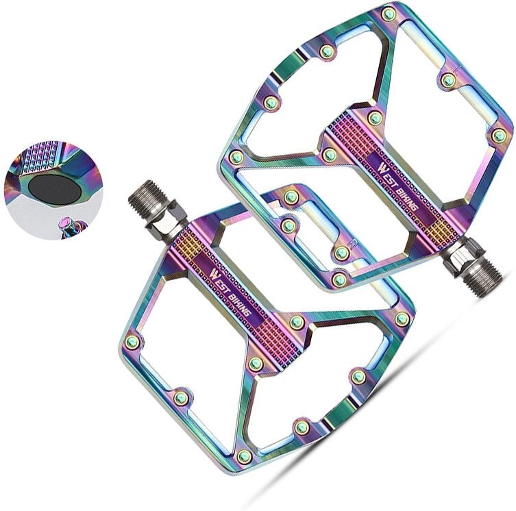 INF Mountainbike-Pedale (1 Paar) – Aluminiumlegierungs-Platform mit Molybdänspindel und DU-Lagern, 12.6cm x 10.3cm