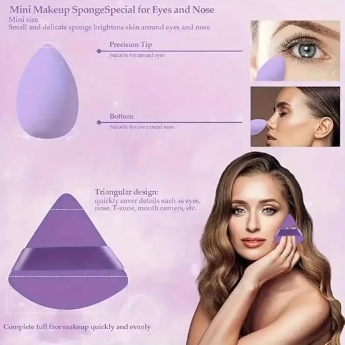 INF 14-teiliges Make-up Schwamm Set - Vielseitige Beauty Blender für makelloses Auftragen Violett