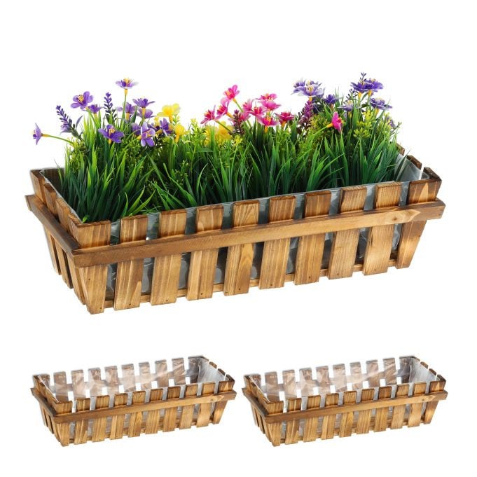 Relaxdays Set van 3 Houten Vensterbakken