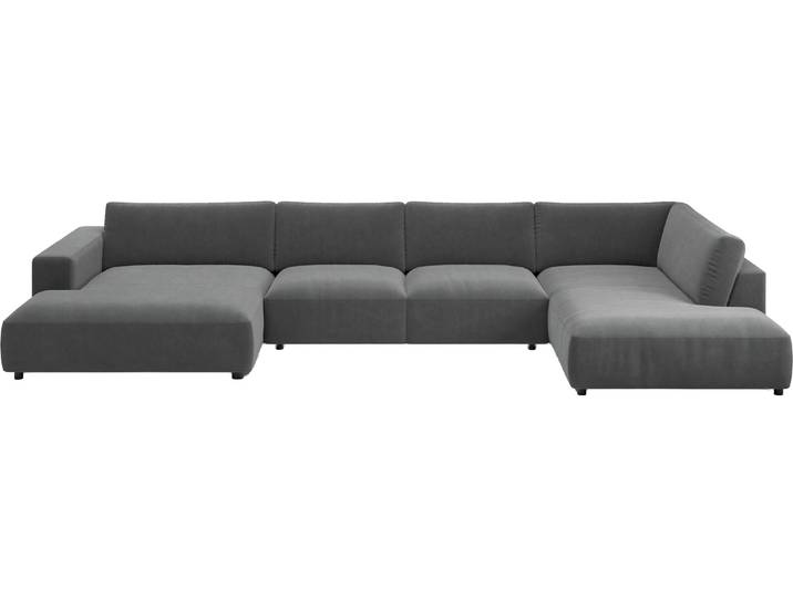 Wohnlandschaft MUSTERRING MR LUCIA, das ultimative Raumwunder von Musterring , grau, B:434cm H:81cm T:224cm, 100% Polyester, Sofas, Wohnlandschaft, Gigantische Fläche, erstklassige Kammerkissen & Luxus-Komfort