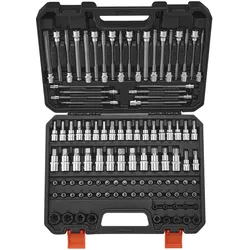 VEVOR Bohrer-Steckschlüsselsatz, 107-tlg. Sechskant/Torx/Außen-Torx/manipulationssicher/extra lang, S2-Legierungsstahl und Cr-V-Stahl, 1/4, 3/8 und 1/2 Zoll Antrieb, mit Aufbewahrungskoffer
