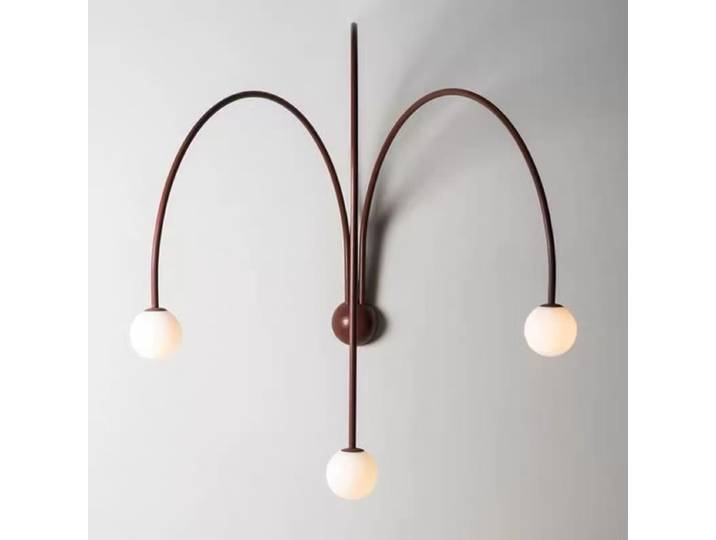 Appliques Murales LED Modernes Simples en Fer Rouge, Verre et Pierre, Luminaires Artistiques Créatifs pour Chambre à Coucher et Décoration Intérieure, Lustres