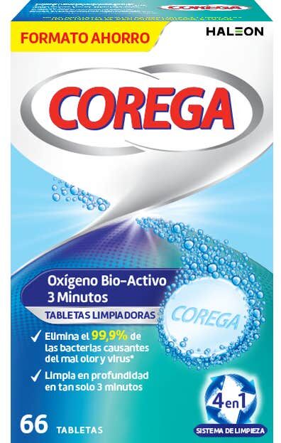 Corega Oxígeno Bio Activo 3 Minutos 66 Tabletas Limpiadoras