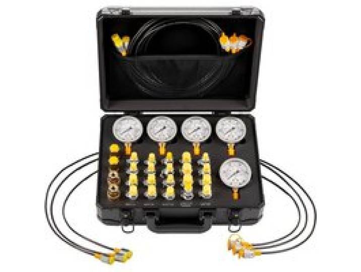 VEVOR Hydraulikdruck Testkit, 10 / 60 / 160 / 400 / 600 Bar, Hydraulik Messgerät Set inkl. 5 Messgeräte, 20 Kupplungen, 4 Schnellkupplungen, 3 Schläuche für Bagger-Baumaschinen