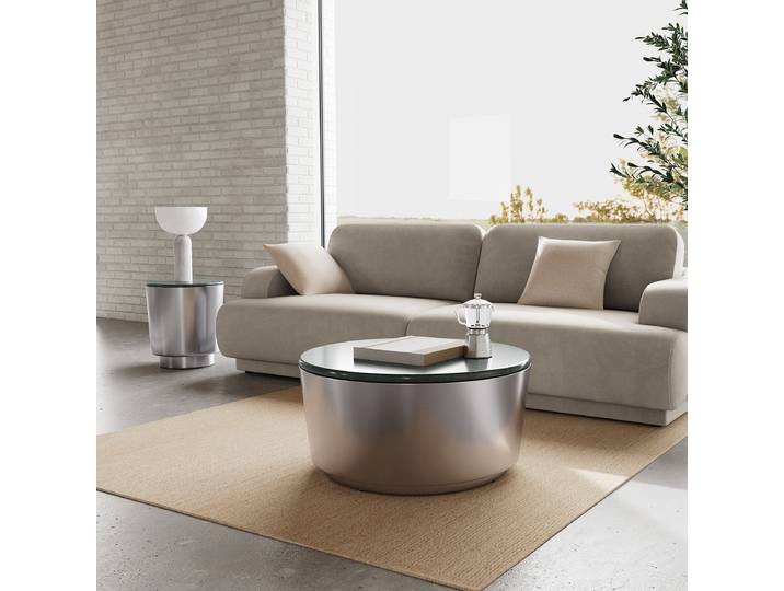 Couchtisch Kaphla Ø 80cm Grau/Marmor Braun