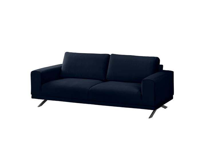 Sofa Lorcy 2,5-Sitzer Blau/Nachtblau Webstoff 216 x 81 x 89cm Glamour
