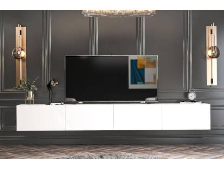brandloop Modernes TV-Lowboard für Fernseher, Holz Fernsehtisch mit Regalen, Medienkonsole für Wohnzimmer