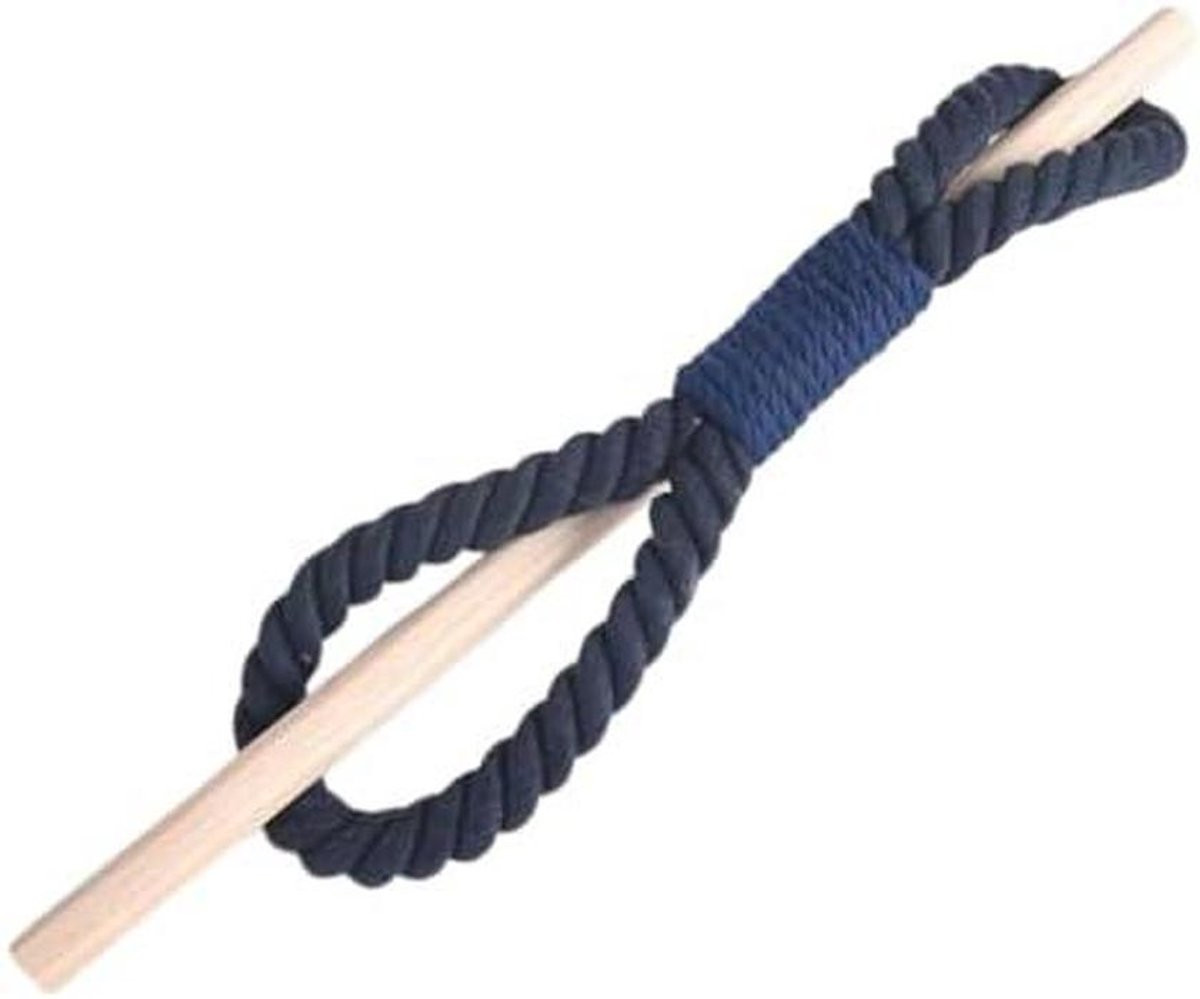 Donkerblauwe gordijnhouders set van katoen en hout, 23 cm
