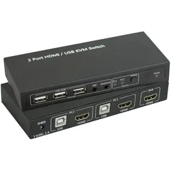 SpeaKa Professional 2Ã—1 HDMI KVM Switch mit USB, KVM Switch, Schwarz