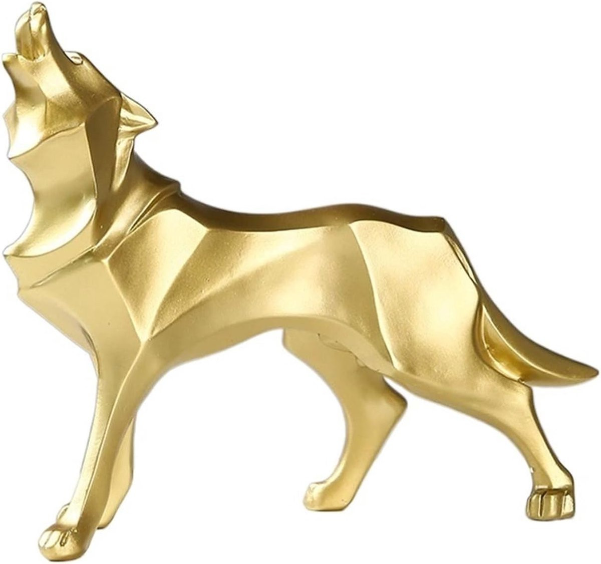 Wolf Möbel Wolf Beeldje - Goud Hars Sculptuur voor Tafeldecoratie