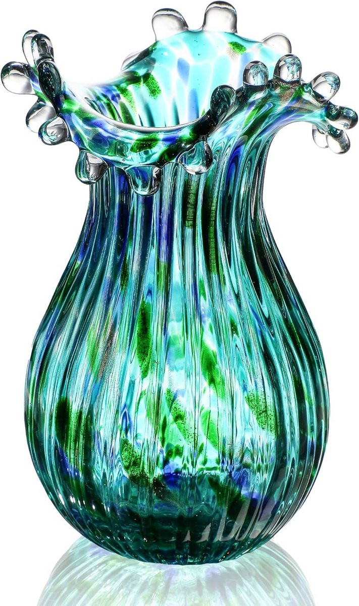 Moderne groene glazen bubbelvaas voor bloemen en decoratie