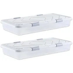 VEVOR Unterbettkommode Unterbettaufbewahrungsbox 2 Stk. Rollbar (101 x 51 x 15 cm) Unterbettbehälter mit Deckel & 
grauem Riegel, Aufbewahrungsbox Organizer für Kleidung Schuhe Decken Schlafzimmer