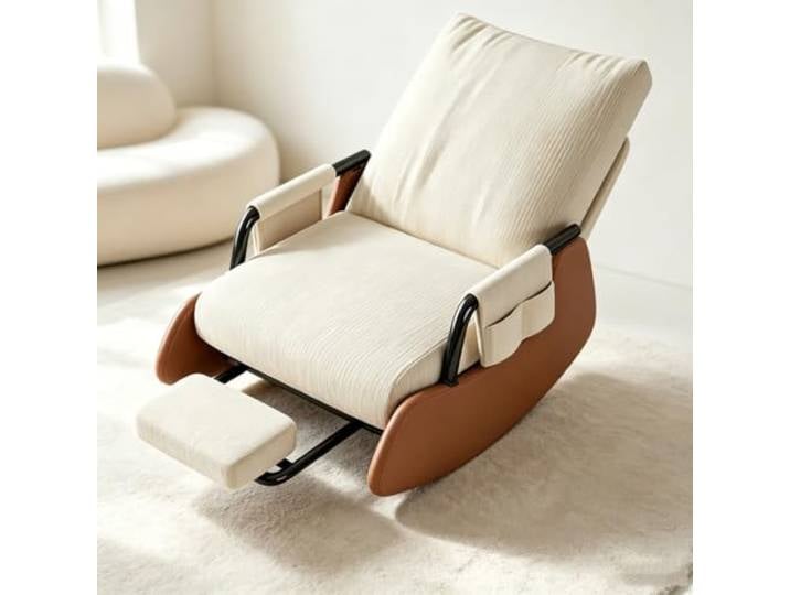 LCNDKF Lounge Schaukelstuhl - mit Integrierter Fußablage Schaukelnder Komfortsessel mit tiefer Sitzfläche 60x60cm und Rückenunterstützung für Lesestunden.