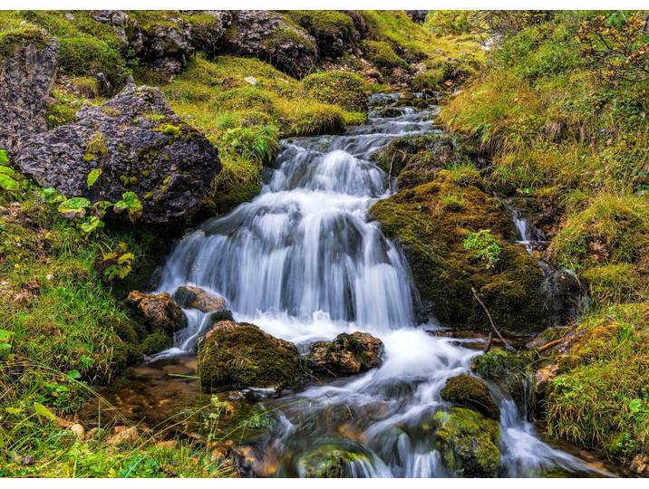 Fototapete PAPERMOON Mountain Stream in Dolomites , bunt, B:2,5m L:1,86m, Vlies, Tapeten, Fototapete