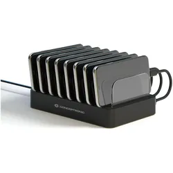 Conceptronic Ladestation (75 W, 8 Ports), USB Ladegerät, Schwarz