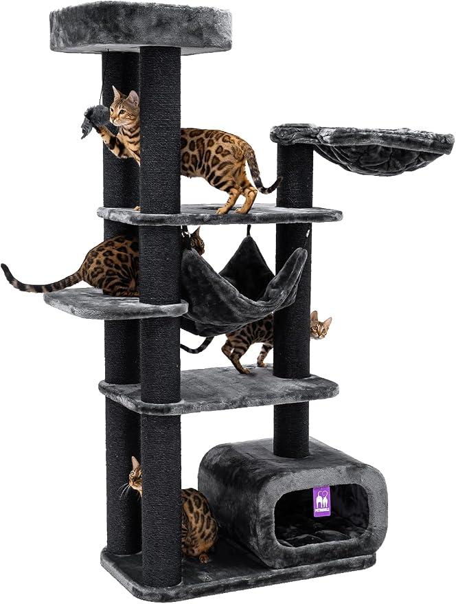 Design Kratzbaum Interstate 178 cm, Design Kratzbaum groß mit Dicke ? 12 Sisalstämme, Farbe Schwarz