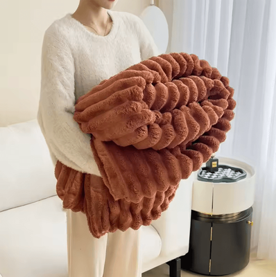 Inspire Curations Faux Rabbit Fur Plush Nap Blanket caramel 200 230cm
