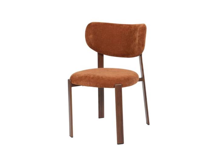Chaise de salle à manger Dino terracotta avec piètement finition chêne - Amadeus