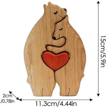 Useful Little Things Bear Family Theme Wooden Art Puzzle Cute DIY Bear Family Member Sculpture For Home Desktop Decor 2 Bears