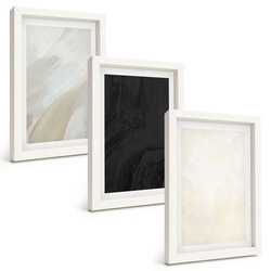 BILDER SET 3er Set - 20x30 cm Weißer Rahmen - Strukturen schattieren Minimalismus